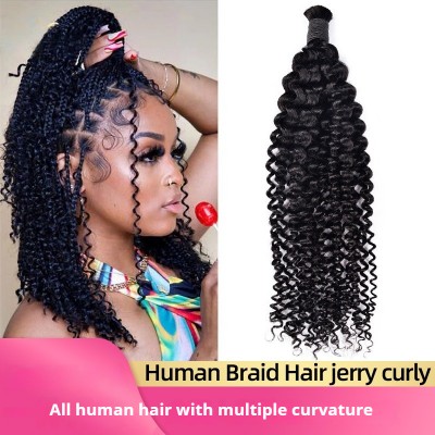 Jerry Curly Real Hair Bulk - Jerry Curls, Full Real Hair, Instant Showcase Playful Curls, Effortlessly Create Adorable Hairstyle, Vivacious Charm, Youthful Vibrance
