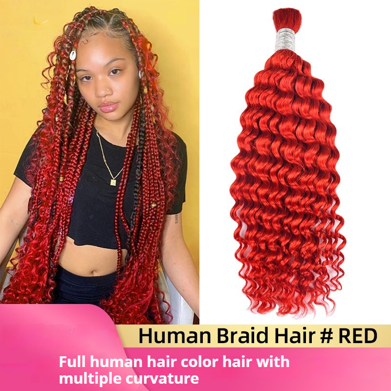 Human Hair Full Real Hair Crystal Hair Extensions Deep Wave Red