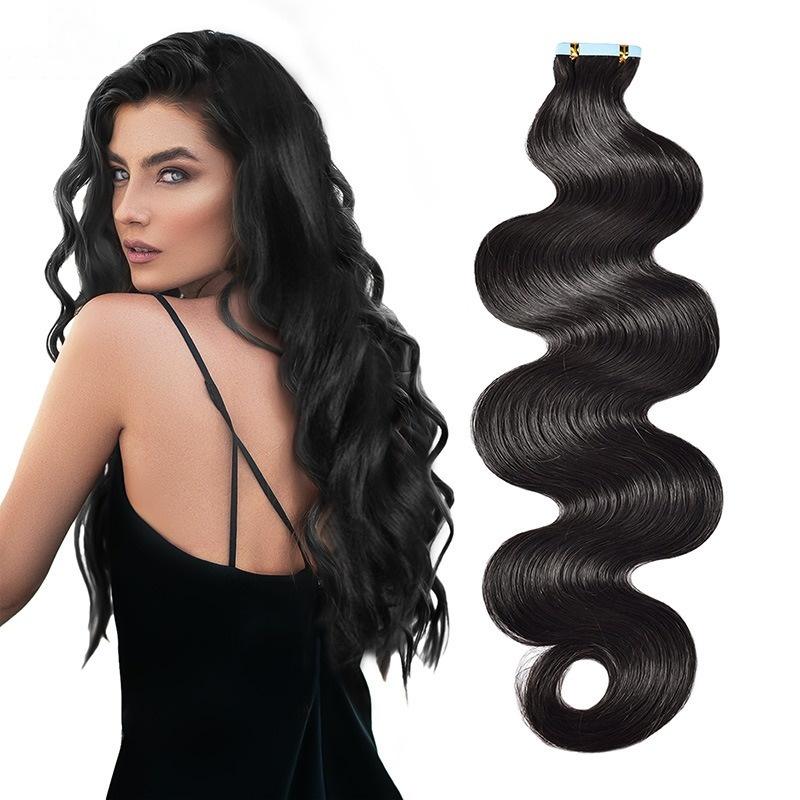 Human Hair Tape Hair Invisible Hair Extensions Tape In Hair Body Wave