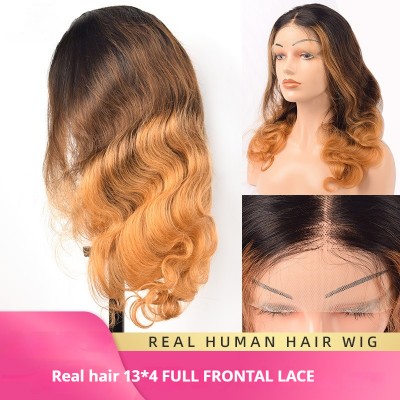 Yinraohair 13x4 Closure Body Wave Front Lace Mid Part Mdium Wig 100% Human Hair 200% Density