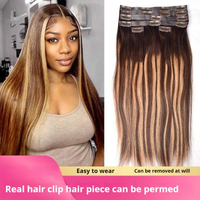 Human Hair Real Hair Wig Clip Hair Piece Straight