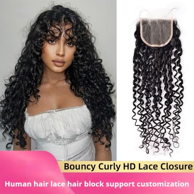 Human Hair Bouncy Curly HD Lace Closure 13*4