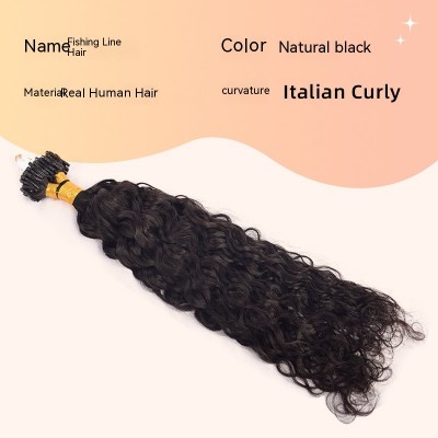 Human Hair Fully Real Fishline Hair Invisible Traceless Hair Extensions Italian Curly