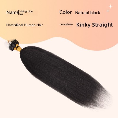 Human Hair Fully Real Fishline Hair Invisible Traceless Hair Extensions Kinky Straight