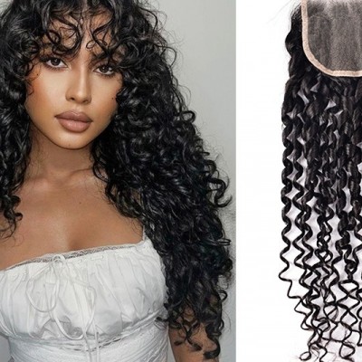 Human Hair Bouncy Curly HD Lace Closure