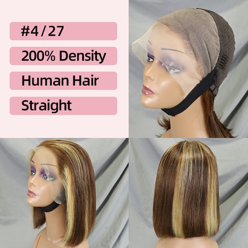 Human Hair Full Frontal Lace BoB wig 200 Density