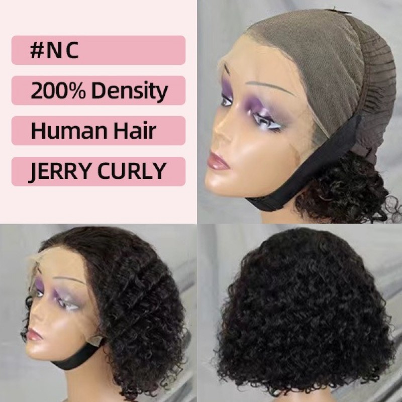 Human Hair Full Front BoB Wig  Jerry Curly