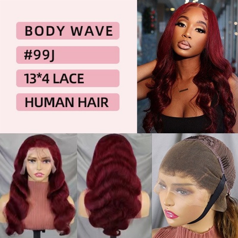 Human Hair Wig Body Wave Front Lace 13*4