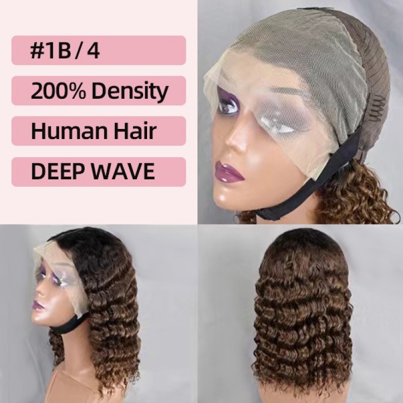 Human Hair Full Frontal BoB Wig Glueless Deep Wave AF