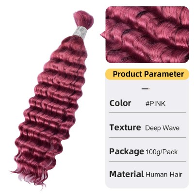 Human Hair Full Real Hair Crystal Hair Extensions Deep Wave Pink