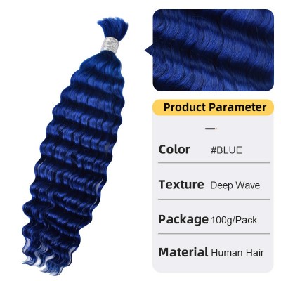 Human Hair Full Real Hair Crystal Hair Extensions Deep Wave Blue