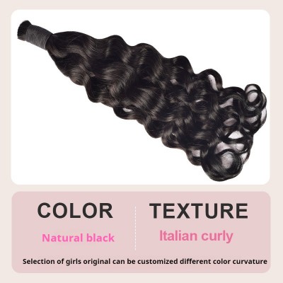 Italian Curly #1 Crystal Real Hair Extension - Timeless Black, Crystalline Shine, Italian Curl, Plug-In Elegance, Embody Noble Temperament