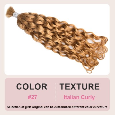 Italian Curly #27 Crystal Real Hair Extension - Sun-Kissed Blonde, Crystal Translucent, Italian Curl, Plug-In to Glow, Embrace Summer Vitality