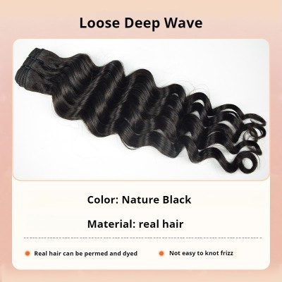 Human Hair Bundle Hair Loose Deep Wavy Natural Black