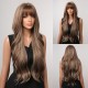 Synthetic Wig Dark Brown Wig Long Curly Hair With Bangs Ready to Go