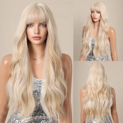 Synthetic Wig Silver Gold Wig Long Curly Hair Ready To Go