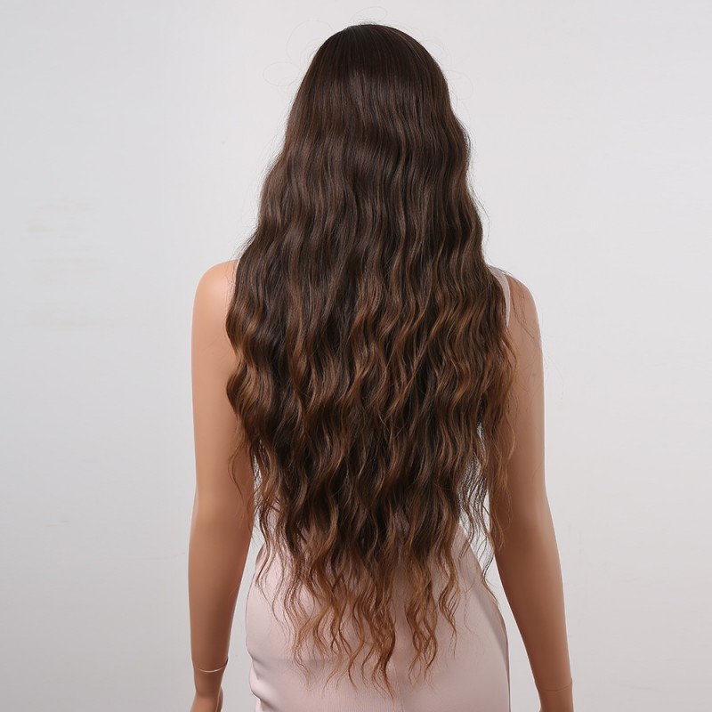 Synthetic Wig Yinraohair Brown Wig Long Curly Hair Ready to GO