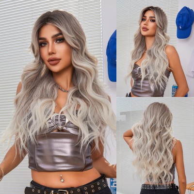 Synthetic Wig  Silver Wig Long Wavy Hair Ready to GO