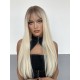 Synthetic Wig Silver Gold Wig Long Straight Hair With Bangs Ready to Go