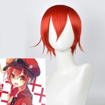 Cells at Work! Red Blood Cell Cosplay Wig Red Short Hair 30cm