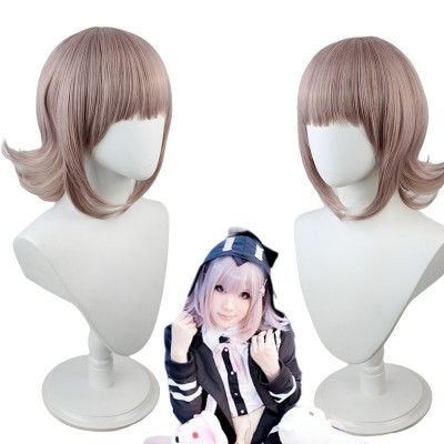 Danganronpa 2 Goodbye Despair Nanami Chiaki Cosplay Wig Pink Short Hair 30CM