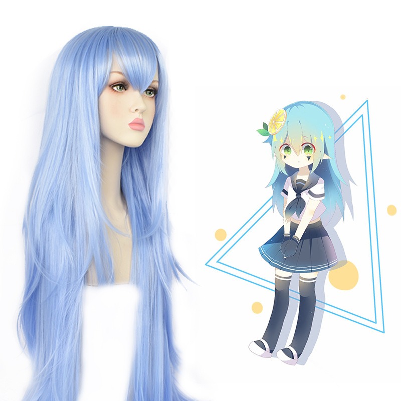 AOTU World Smog Series Anlijie Anime Cosplay Wig - Blue Long Curly Hair 100cm