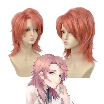 Demon Slayer Sabito Cosplay Wig - Orange-Pink Short Layered Flip-up Hair