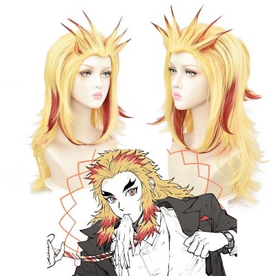 Demon Slayer Kyōjurō Rengoku Cosplay Wigs Yellow Long Hair 50CM