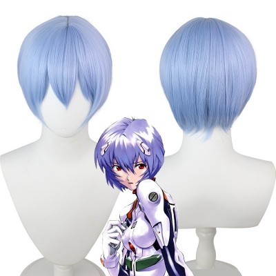 Neon Genesis Evangelion Rei Ayanami Cosplay Wigs Light Blue Short Hair 30CM