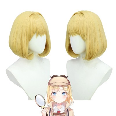 Virtual Idol Amelia Watson Cosplay Wigs Yellow Short Hair 30CM