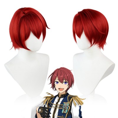 【Fiery Passion Pop】30CM Red Short Hair Akizuki Sou Cosplay Wig - Set the Stage Ablaze with Fiercely Vivid Vibes