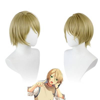 【Sunlit Stage Star】30CM Blonde Short Hair Shiranami Kanata Cosplay Wig - Illuminate the Scene with Dazzling Golden Mane