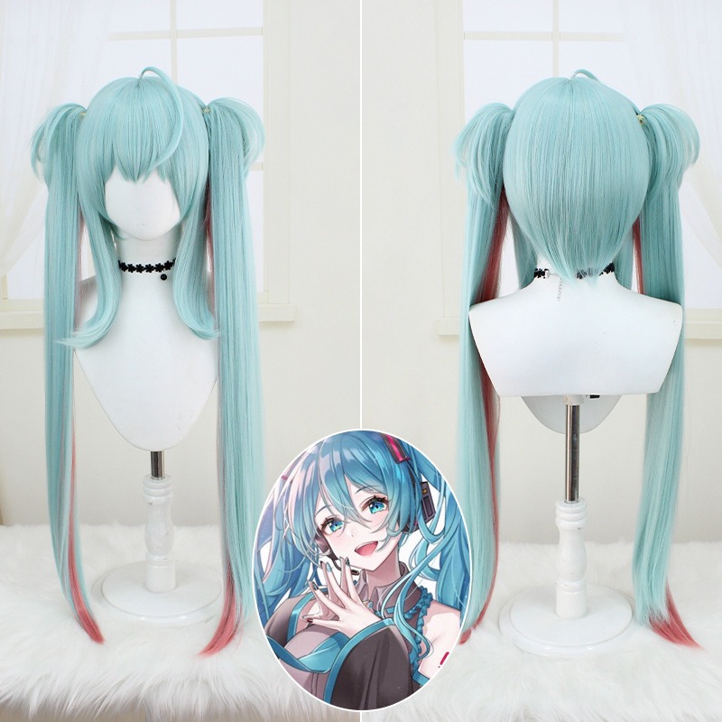 Hatsune Miku Raccoon Future Cosplay Wiigs Light Green Long Hair 100CM