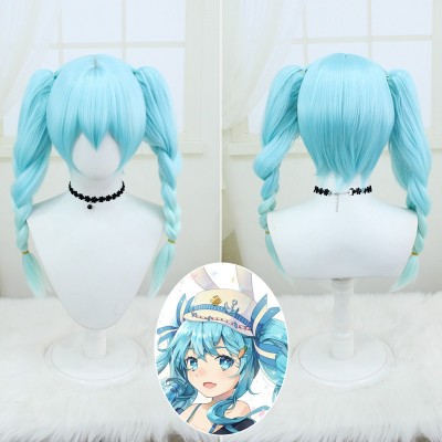 【Adorable Vibes】Hatsune Miku Bunny Girl Cosplay Wig - Light Blue 50cm Cutie for Anime Fans