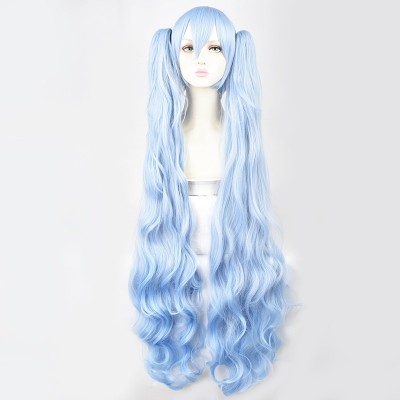 Princess of Stars and Snow Snow Hatsune Miku Cosplay Wigs Light Blue Curly Long Hair 120CM
