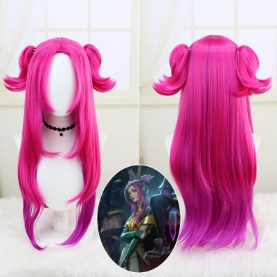 【Melody of Charm】70cm Peach Pink Flowing Rakan Cosplay Long Hair, Perfectly Captures the Grace of LOL's Alluring Support, Letting Your Cosplay Exude Endless Seduction and Elegance