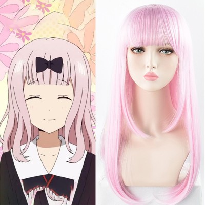 Kaguya-sama Love is War Chika Fujiwara Pink Long Wig - 60cm Soft Pink, Perfect Character Reenactment, Instant Sweet Secretary Transformation, Immersive Anime Experience, Demonstrate Love Tactics