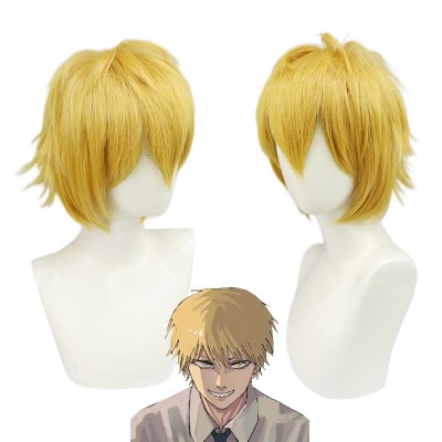 Saw Jigsaw Cosplay Wigs Yellow Short Hair 28CM