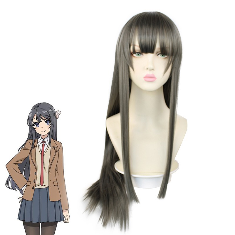 Rascal Does Not Dream of Bunny Girl Senpai Mai Sakurajima Cosplay Wigs Gray Long Hair 80CM