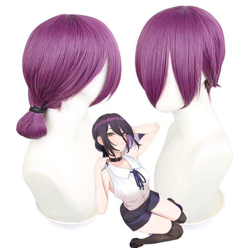 Chainsaw Man Reze Cosplay Wigs Purple Short Hair 45CM