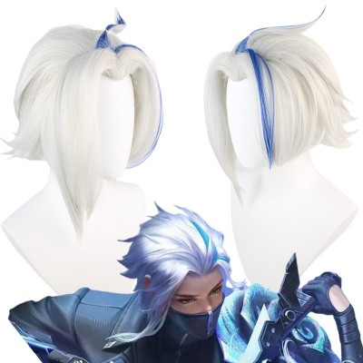 【Arena of Valor Elegance】Lanling Wang & Mulan Wig - Dazzle with 35cm Chic Silver Short Hair, Perfect for a Timeless Cosplay Experience at Your Next Event
