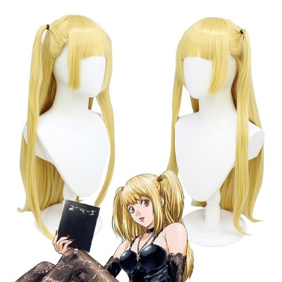 Death Note Misa Amane Cosplay Wigs Yellow Long Hair 75CM