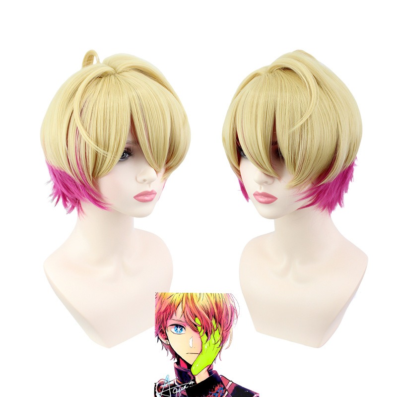 The Child I Recommend Ai Hoshino Hisui Amai Cosplay Wigs Yellow Highlight Pink Short Hair 30CM