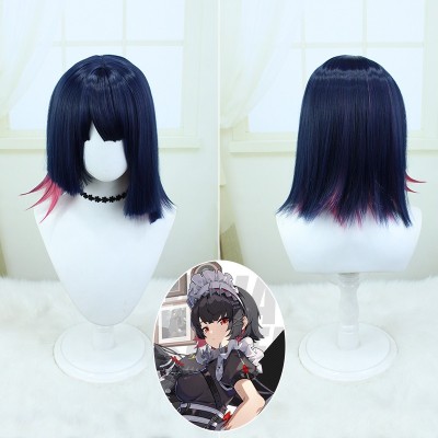 【Haunting Elegance】Eileen Cosplay Wig - Striking 35cm Pink with Dark Blue Hues for Dead by Daylight Chic