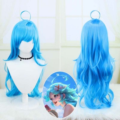 King of Glory the Little Mermaid Doria Cosplay Wigs Blue Long Hair 80CM