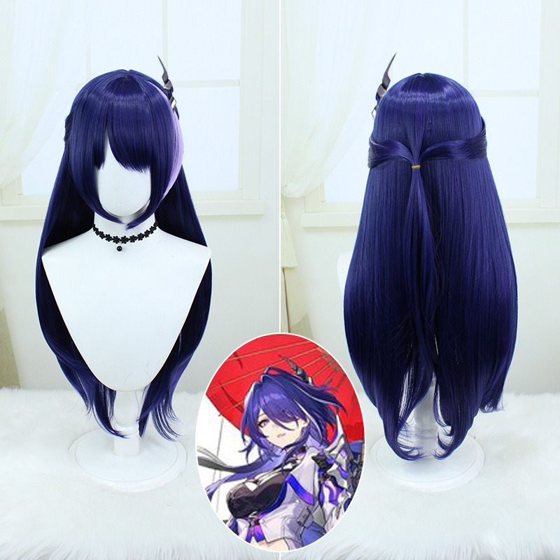 Collapse Star Vault Railroad Yellow Springs Cosplay Wigs Dark Purple Straight Long Hair 80CM