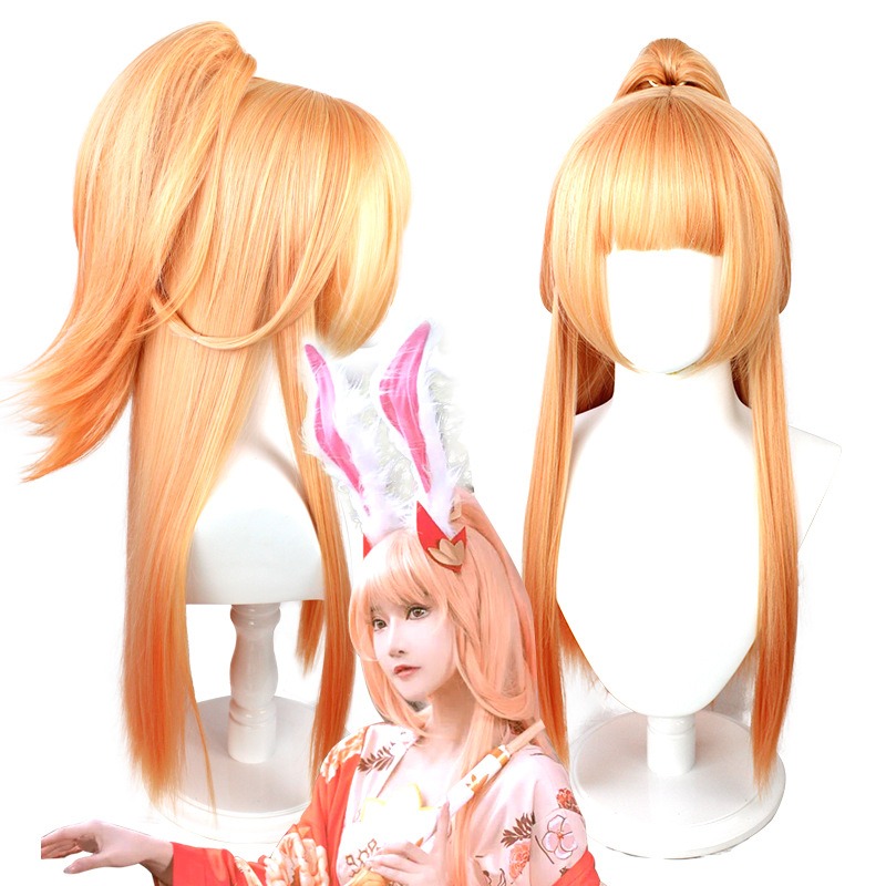 Arena of Valor Fantasy Illusion Surging Dance Cosplay Wigs Orange Long Hair 70CM