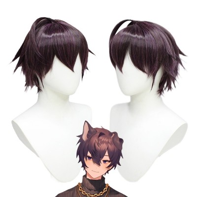 Virtual Streamer Individual Power vtuber Cosplay Wigs Brown Short Hair 25CM