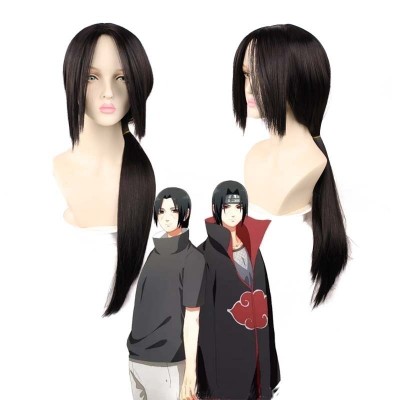 Black Naruto Uchiha Itachi Cosplay Wigs Black Long Hair 80CM