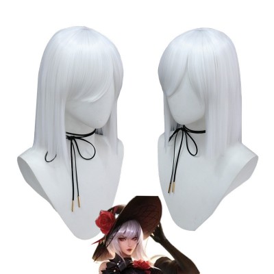  Arena of Valor Murad - Rose Prince Cosplay Wigs White Short Hair 32CM